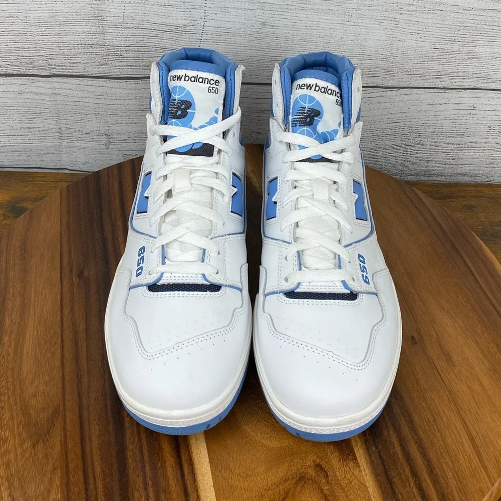 New Balance 650 White Heritage Blue High Top Sneakers BB650RCK Mens Shoe Size 12